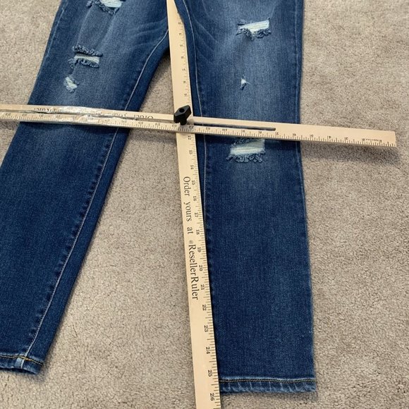 Forever 21 Womens Size 27 Blue Skinny Button Fly Distressed Denim Jeans - Picture 10 of 11